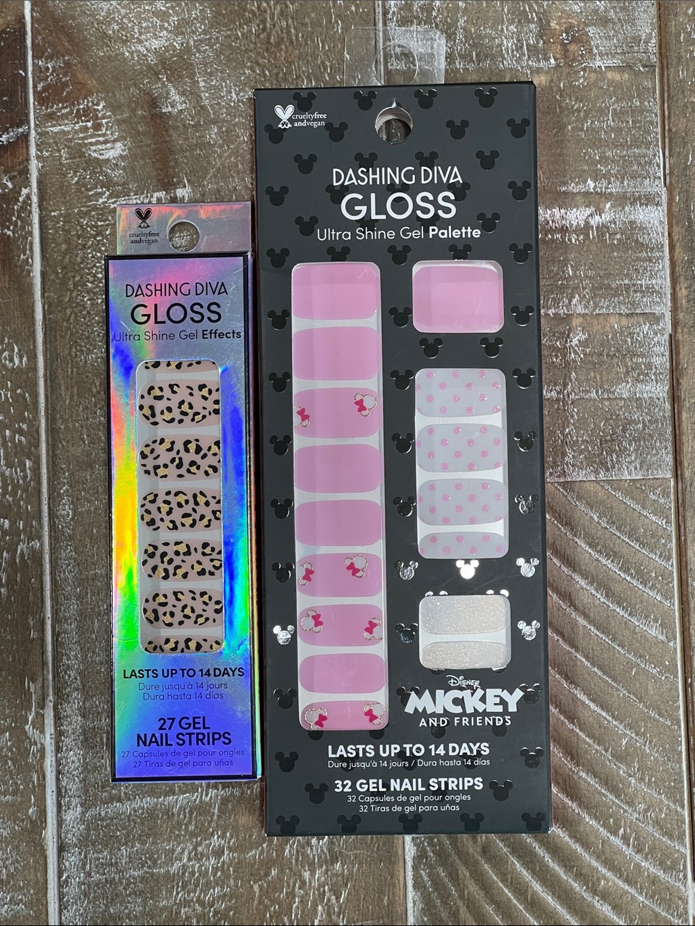 Dashing Diva Minnie Mouse GLOSS Gel Nail Strips - Pink & Leopard Prints